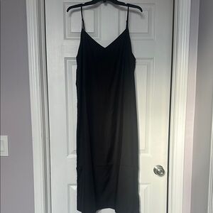 ASOS Curve Black Slip Dress Midi V-Neck